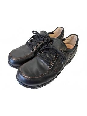 Finn Comfort Men Walking Shoes Germany Black Leather Wide 10